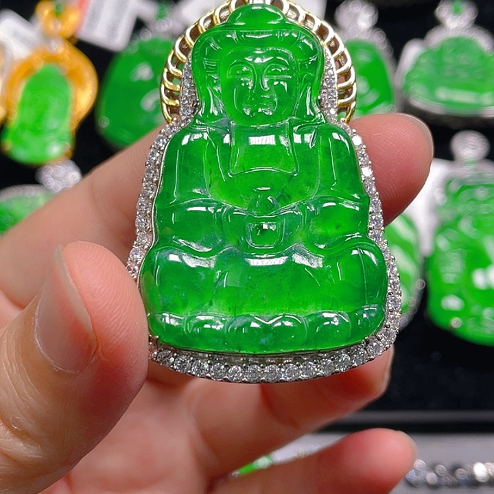 翡翠银S925镶嵌吊坠(不含链)