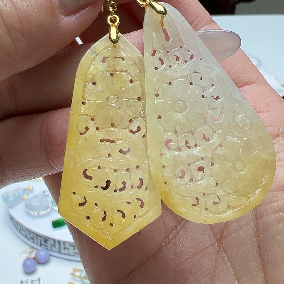 翡翠耳饰银S925镶嵌天然缅甸A货翡翠