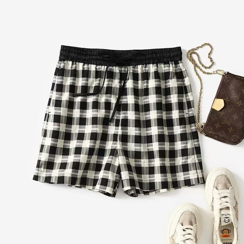  莱赛尔醋酸百搭休闲格子短裤8228