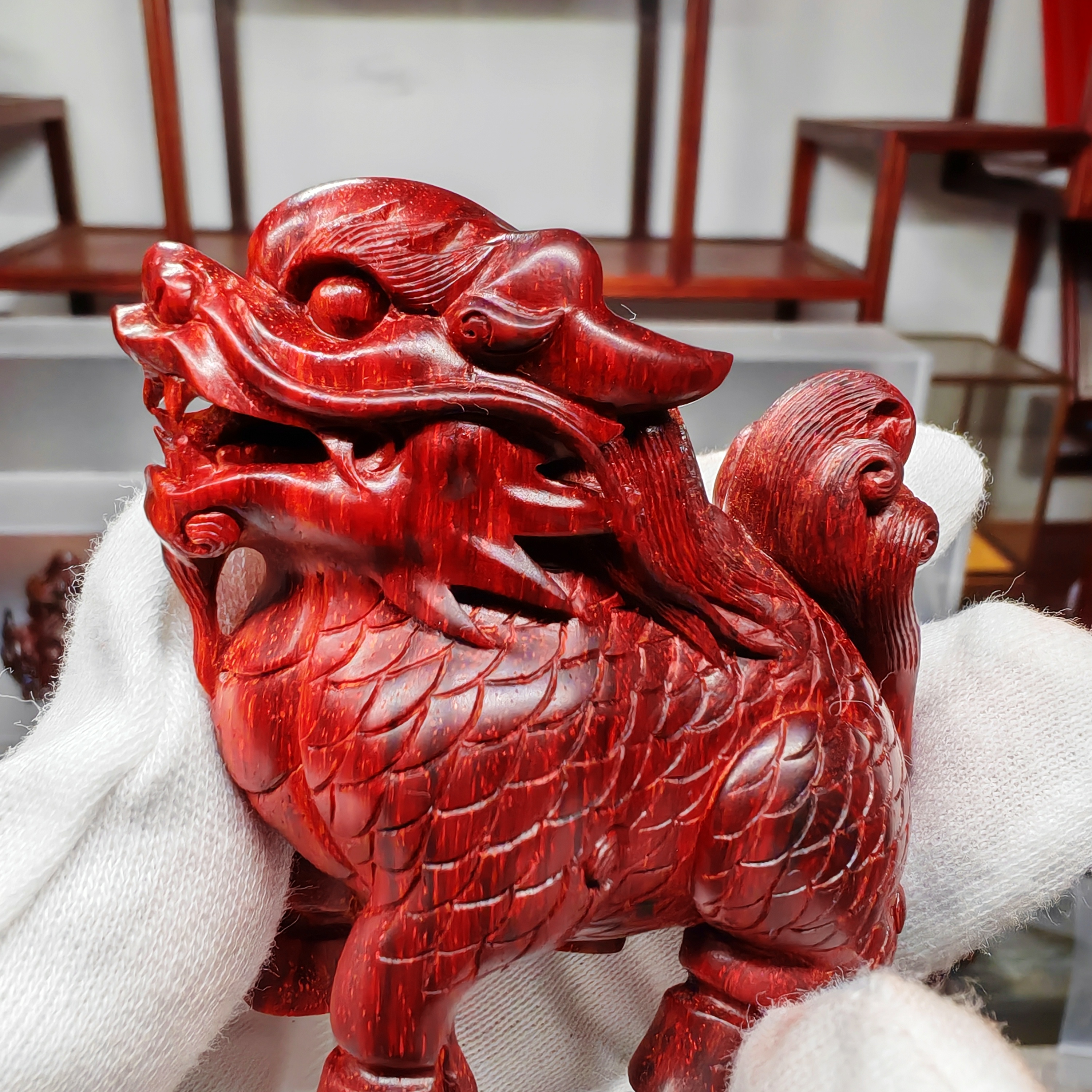 印度小叶紫檀精品，麒麟～重46克