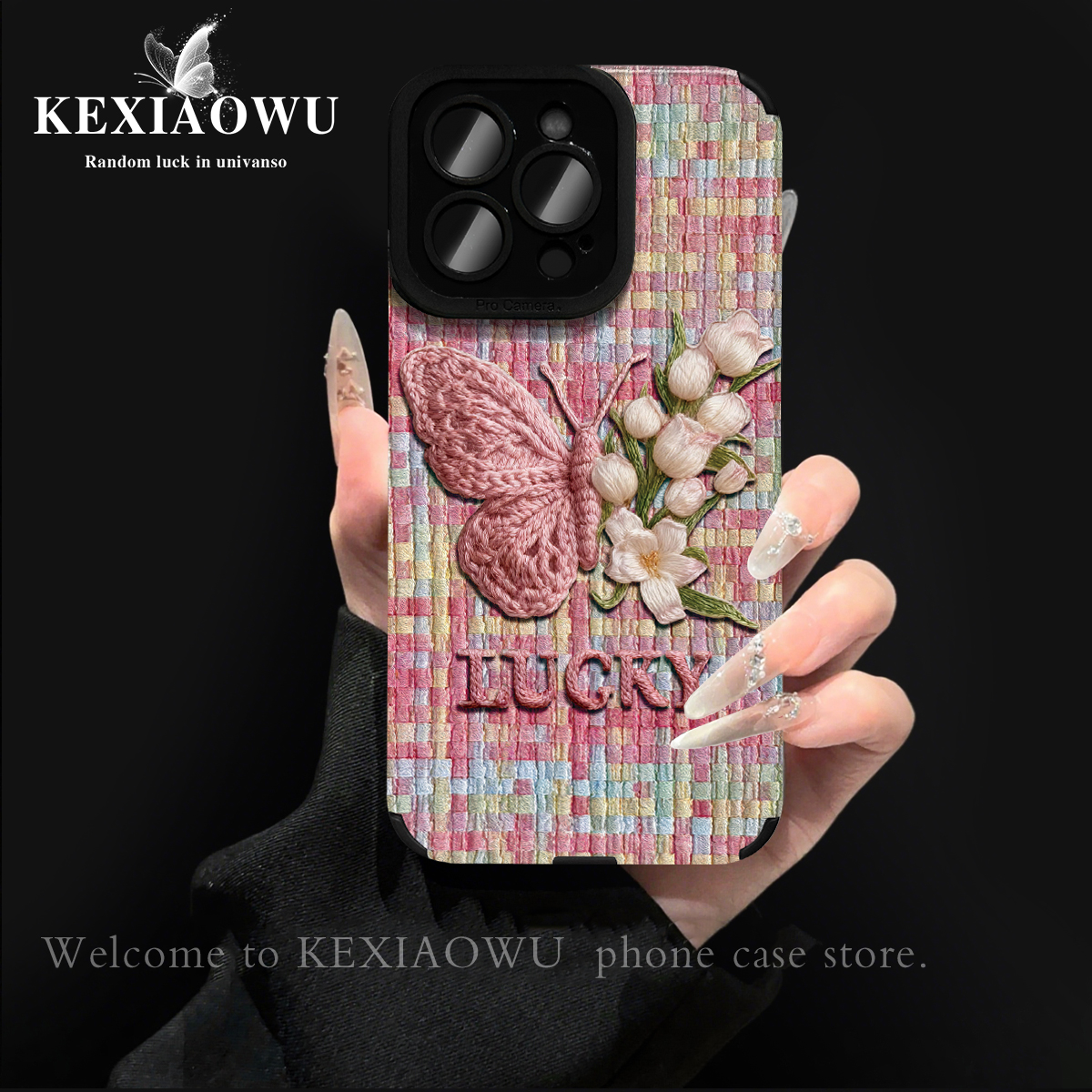 轻奢瞳眼蝴蝶花卉适用苹果17PRO华为vivo小米oppo手链手机壳全包