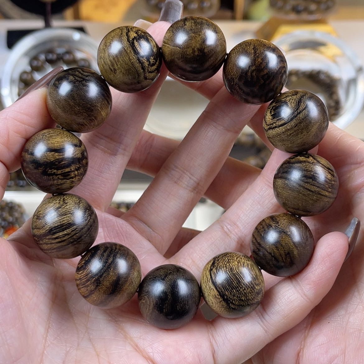 【闪购商品】沉香手串静*芽庄棋楠瘤疤虎斑