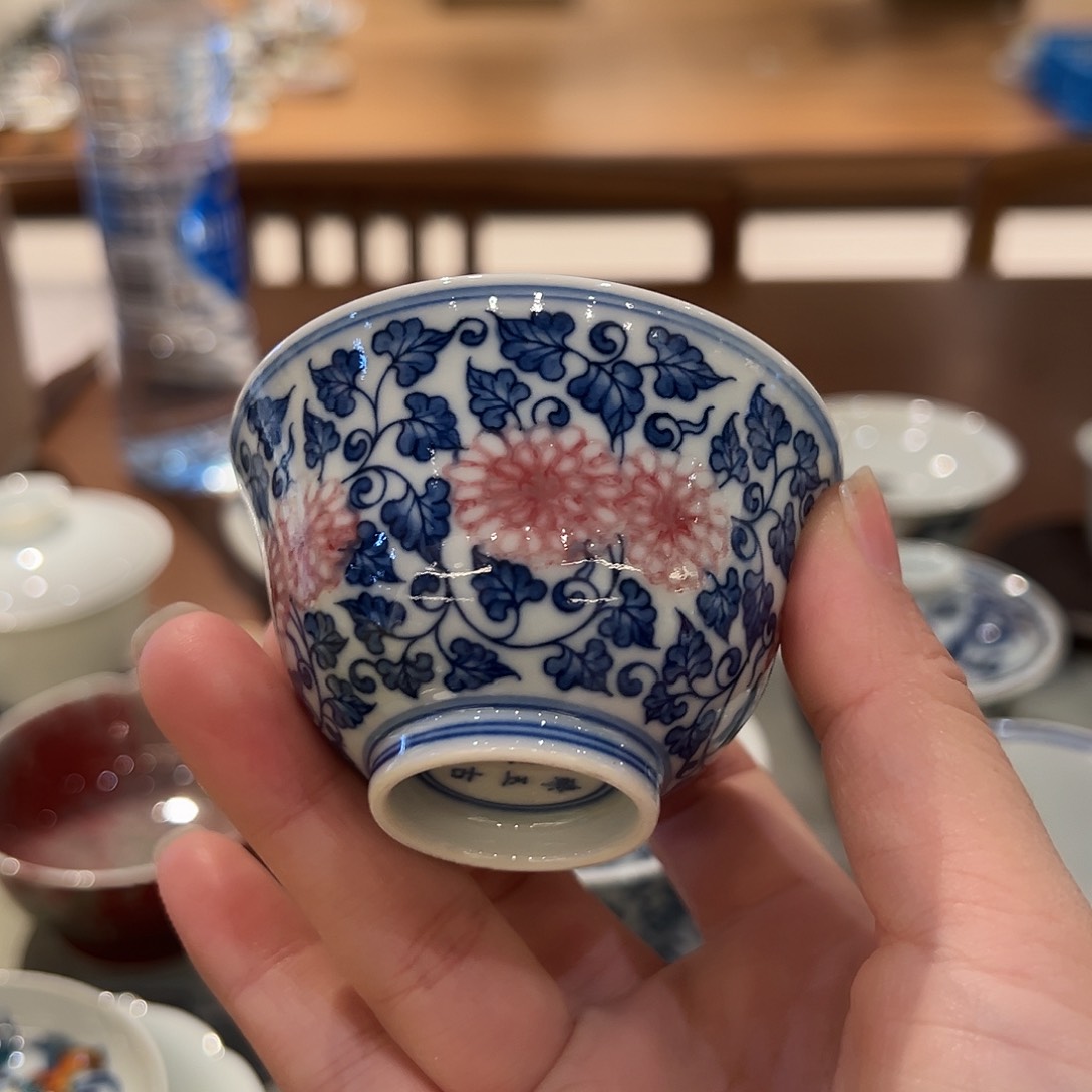 微瑕臻玉古坊釉里红杯杯杯杯