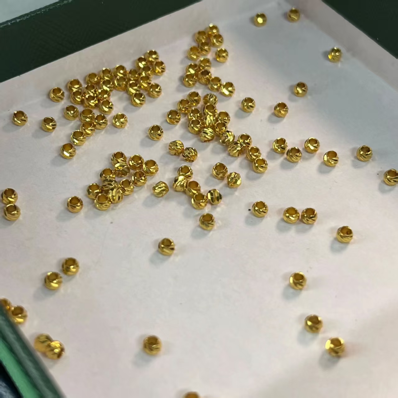 18K金3mm车花珠批花珠斜纹珠隔珠DIY配珠[拍10赠1]