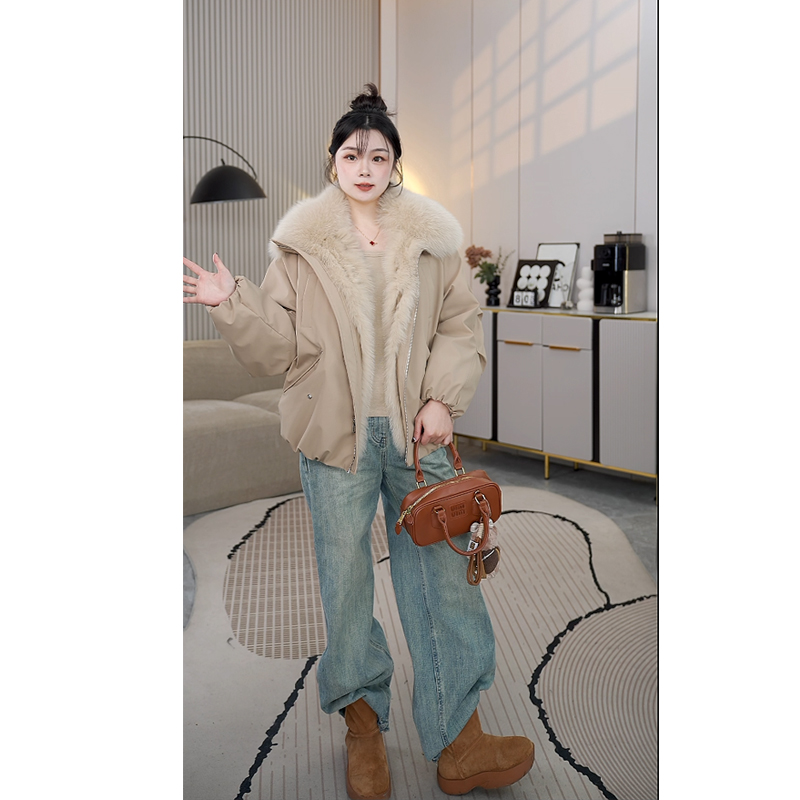 【喜婷婷】2025年新款95白鹅绒派克服狐狸毛外套大毛领显瘦版皮草女