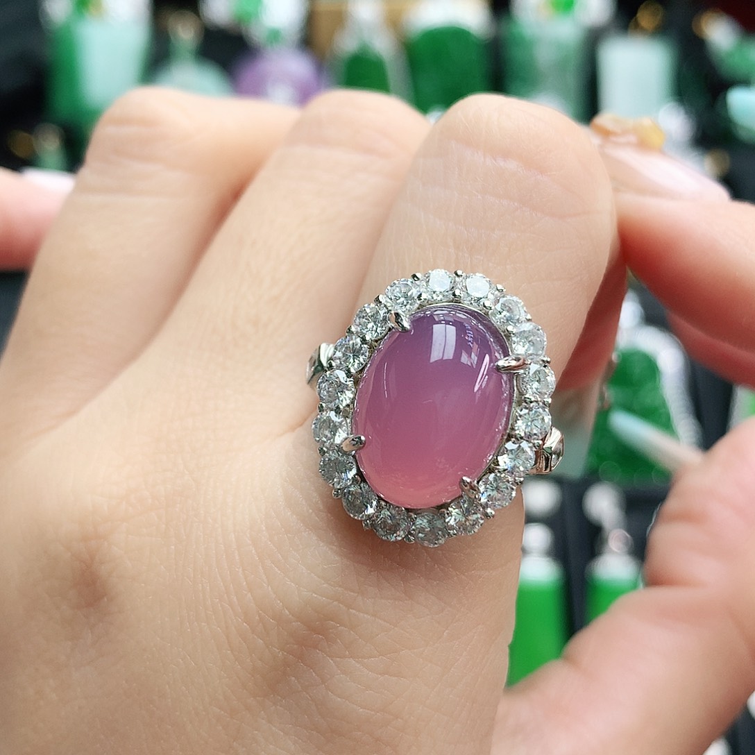 玛瑙/玉髓戒指银S925镶嵌