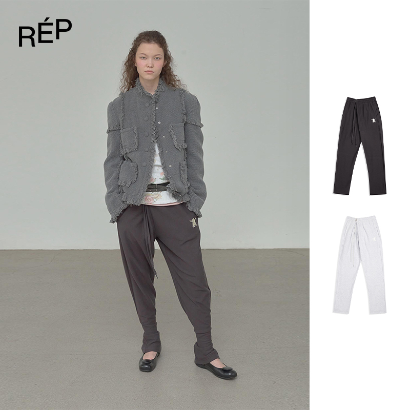 REP-OPEN YY设计师品牌炭灰/灰色可变式运动长裤 26PS早春