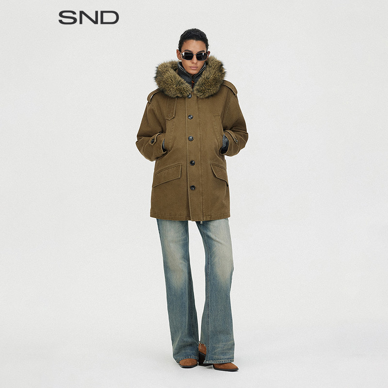 【SAUMPLE STUDY SYMP 设计师品牌】SNDAW25连帽飞行员洗褪短外套