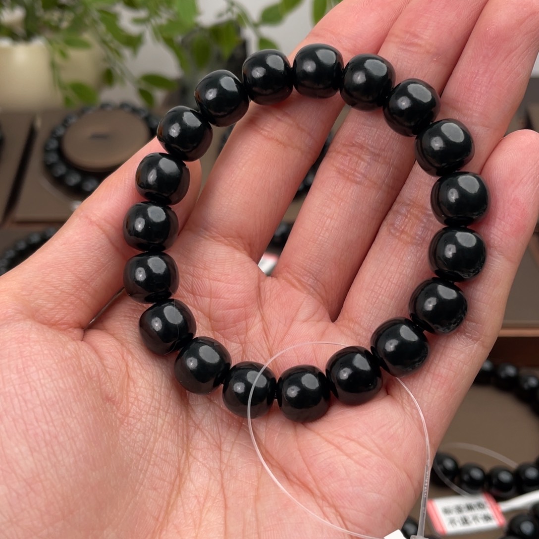 和田玉未镶嵌手链塔青卡11一细上