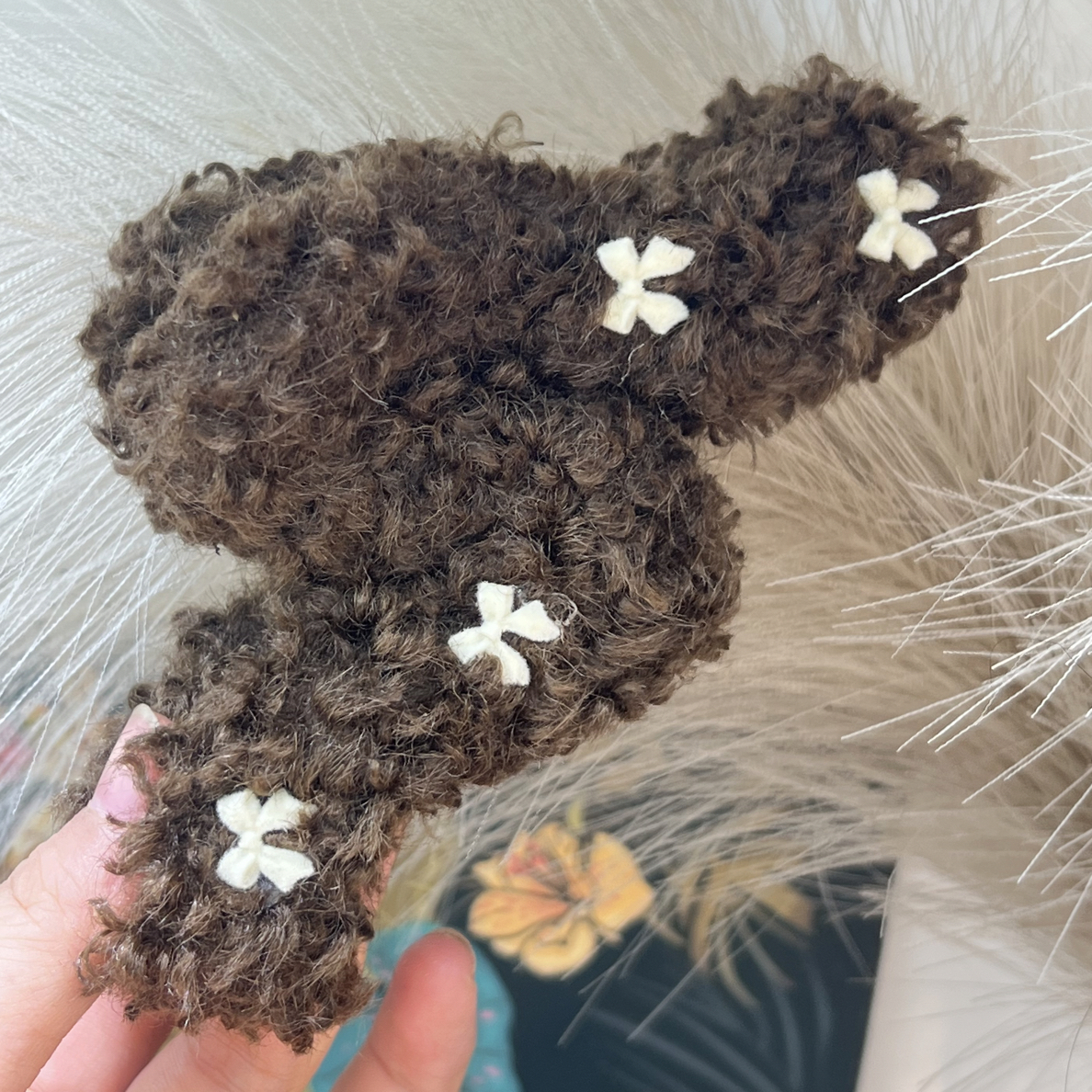 【13cm羊羔毛蝴蝶结波浪抓夹】秋冬韩版休闲抓夹