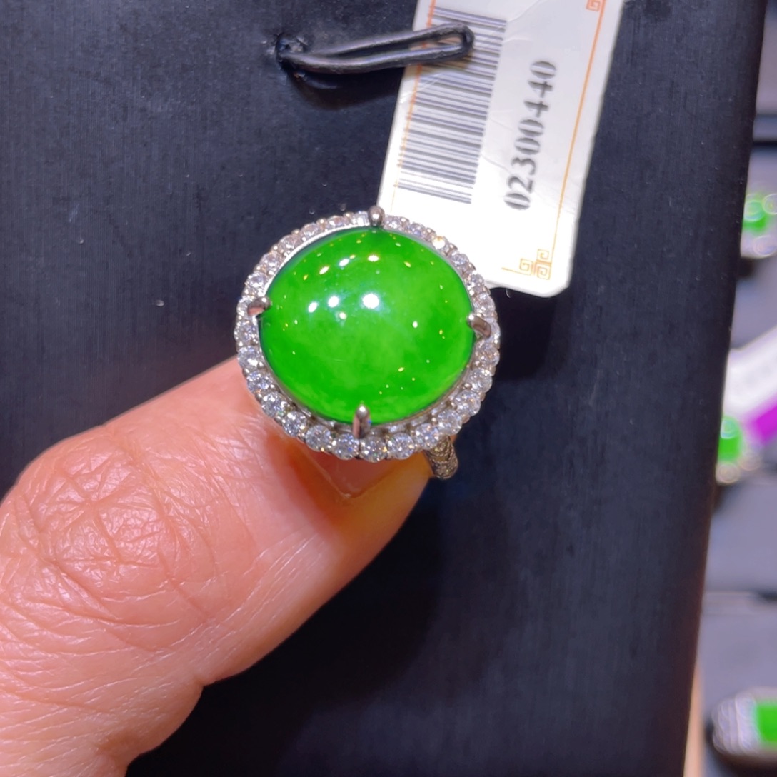 翡翠银S925镶嵌颈饰戒指