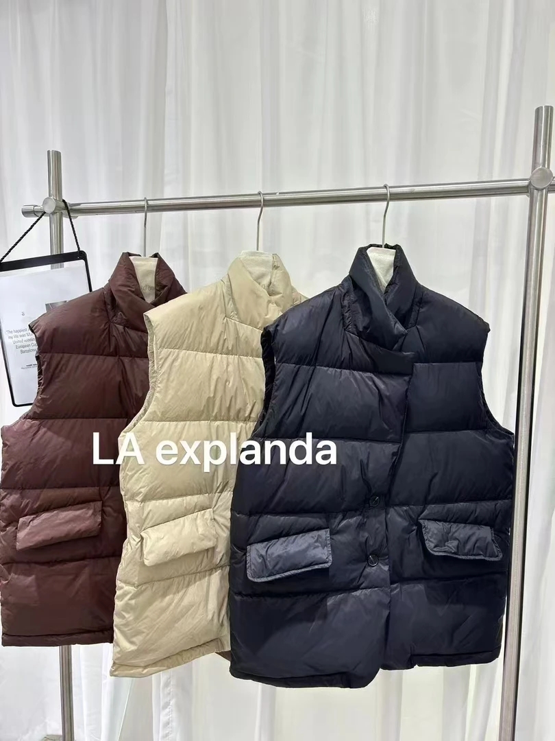 dodo+欧洲站2024冬季新款韩版西装领百搭显瘦保暖羽绒服马甲外套