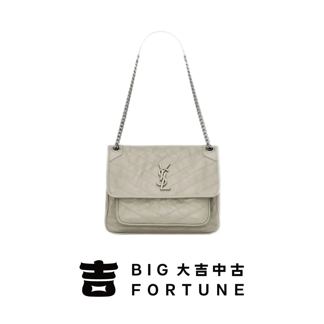 大吉中古/Ysl圣罗兰白银niki中号D扣单肩包