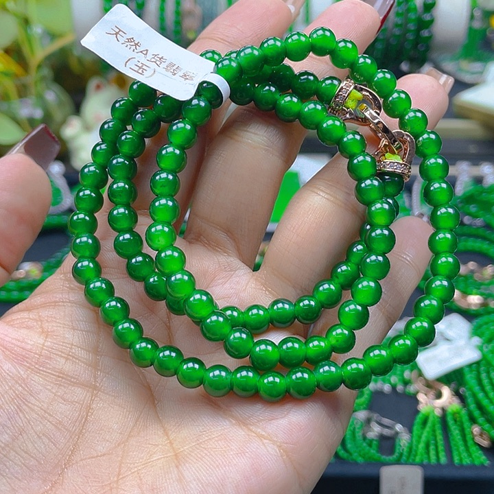 翡翠颈饰未镶嵌圆珠项链6