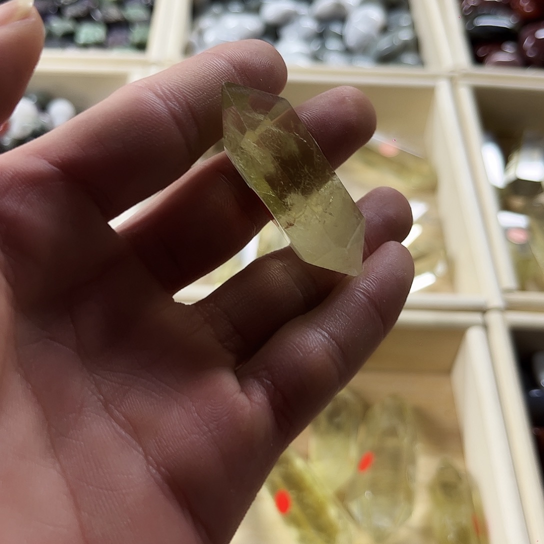 未镶嵌珠宝半成品水晶巴西暴力黄双尖柱子