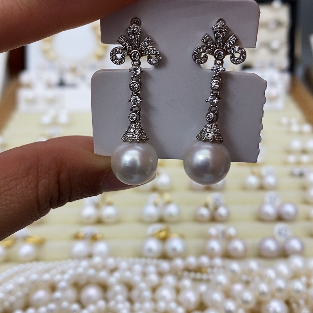 淡水珍珠耳饰银S925镶嵌