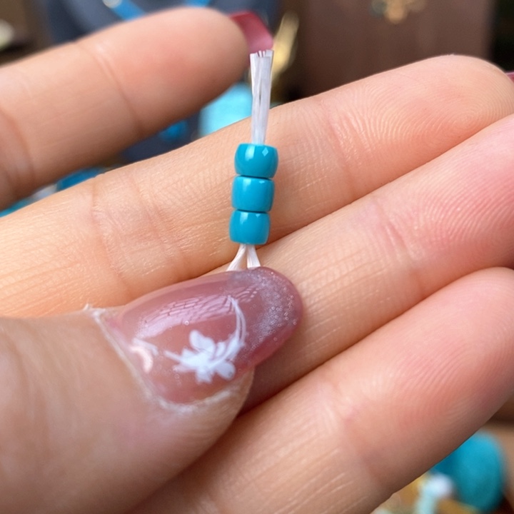 绿松石项链未镶嵌高瓷蓝直切对珠4.4mm