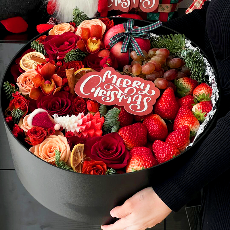 小时达圣诞节平安夜苹果玫瑰水果礼盒鲜花同城速递送女友长辈礼物