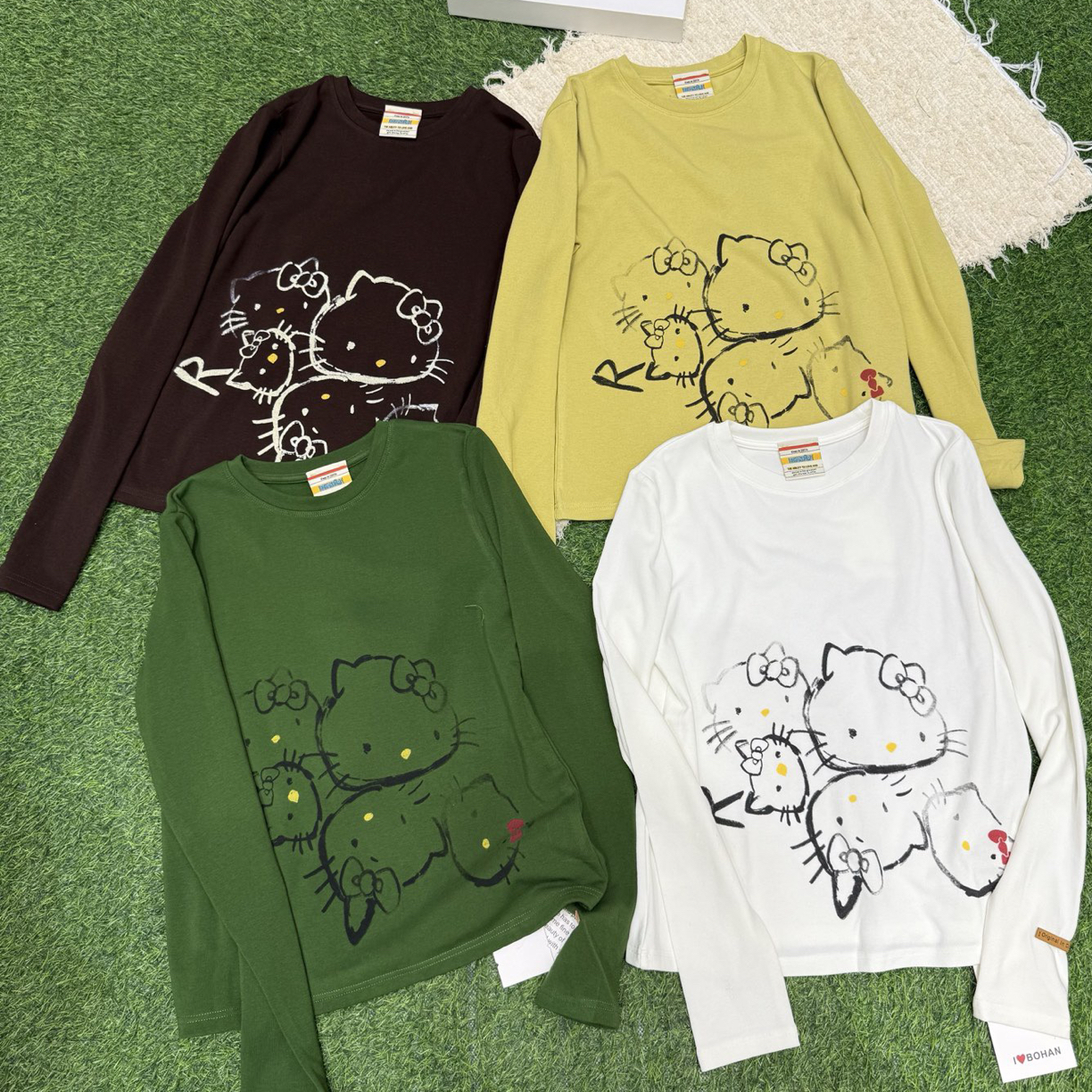 欧洲站5766#BOHAN秀秀家2025冬季新品小猫磨毛休闲打底衫