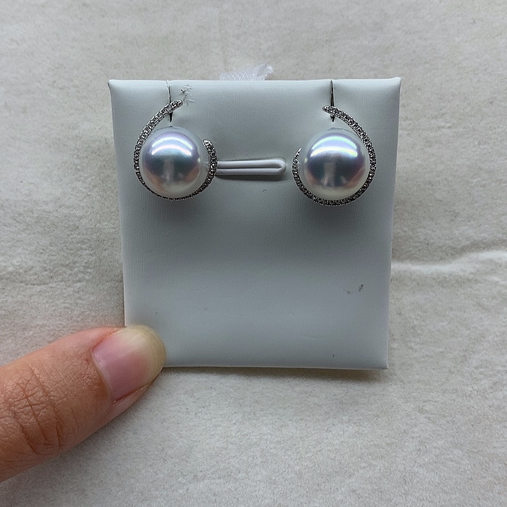 海水珍珠耳饰银S925镶嵌