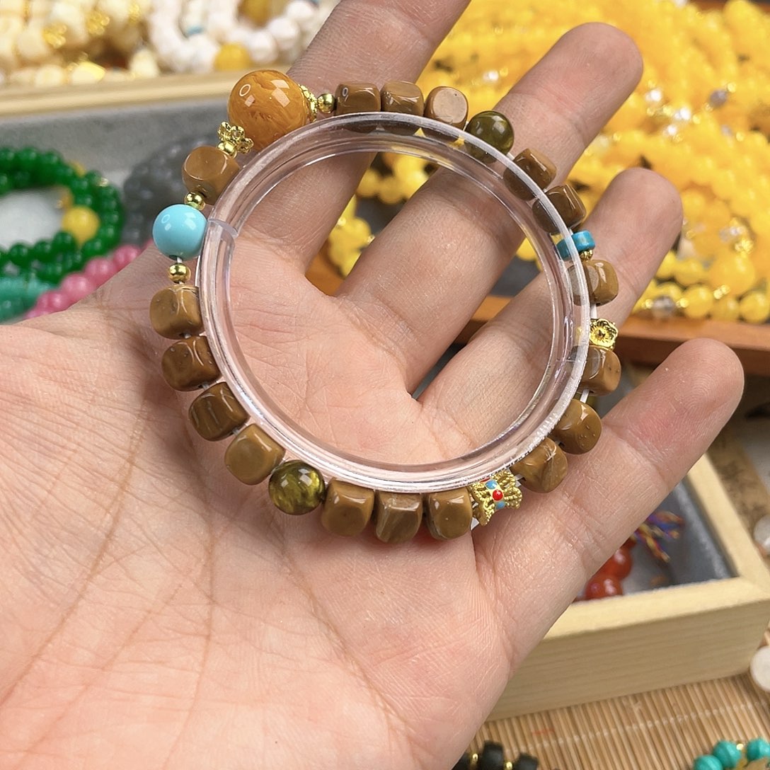 檀香木手串银S925镀金镶嵌