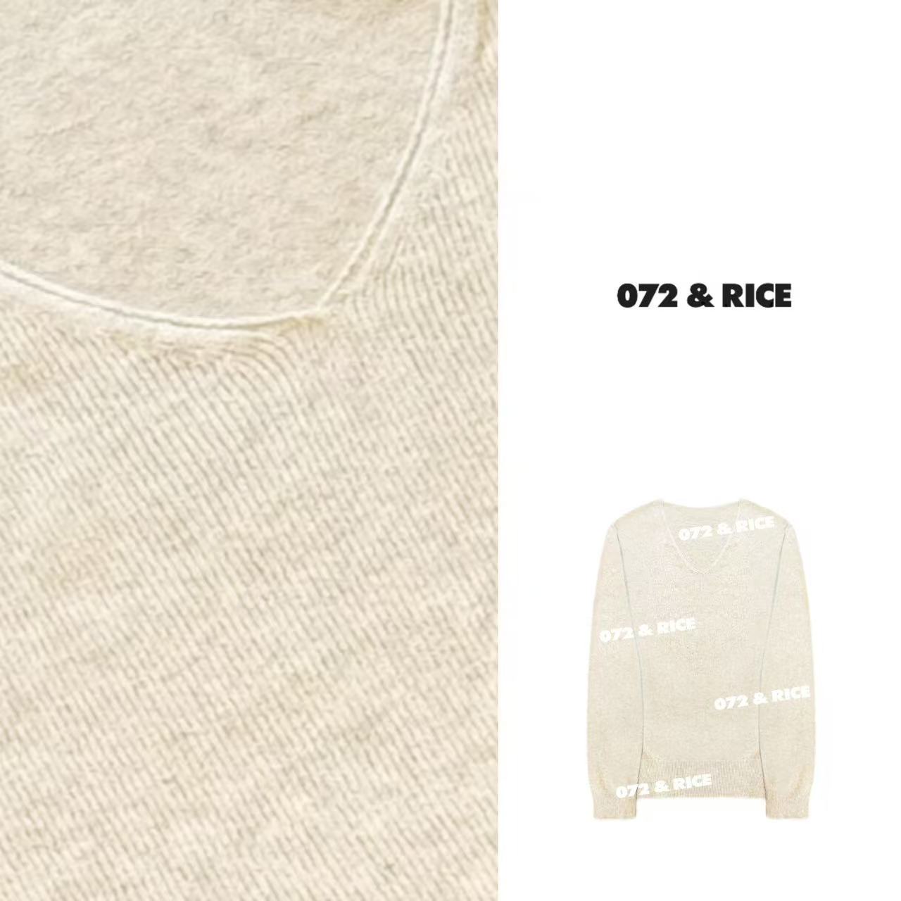072 & RICE【雪花绒】秋季休闲百搭V领长袖针织衫 95801