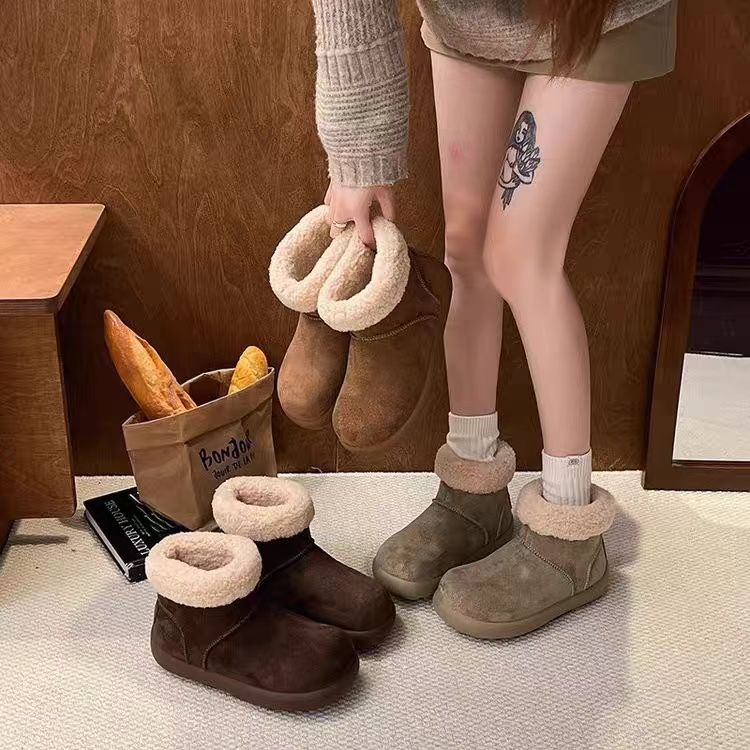 土豆冬季短靴时尚雪地靴女款加绒翻毛雪地靴时尚AJ01