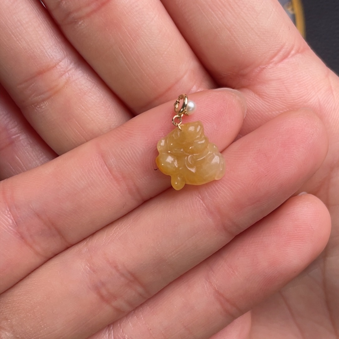 翡翠颈饰18K金镶嵌天使