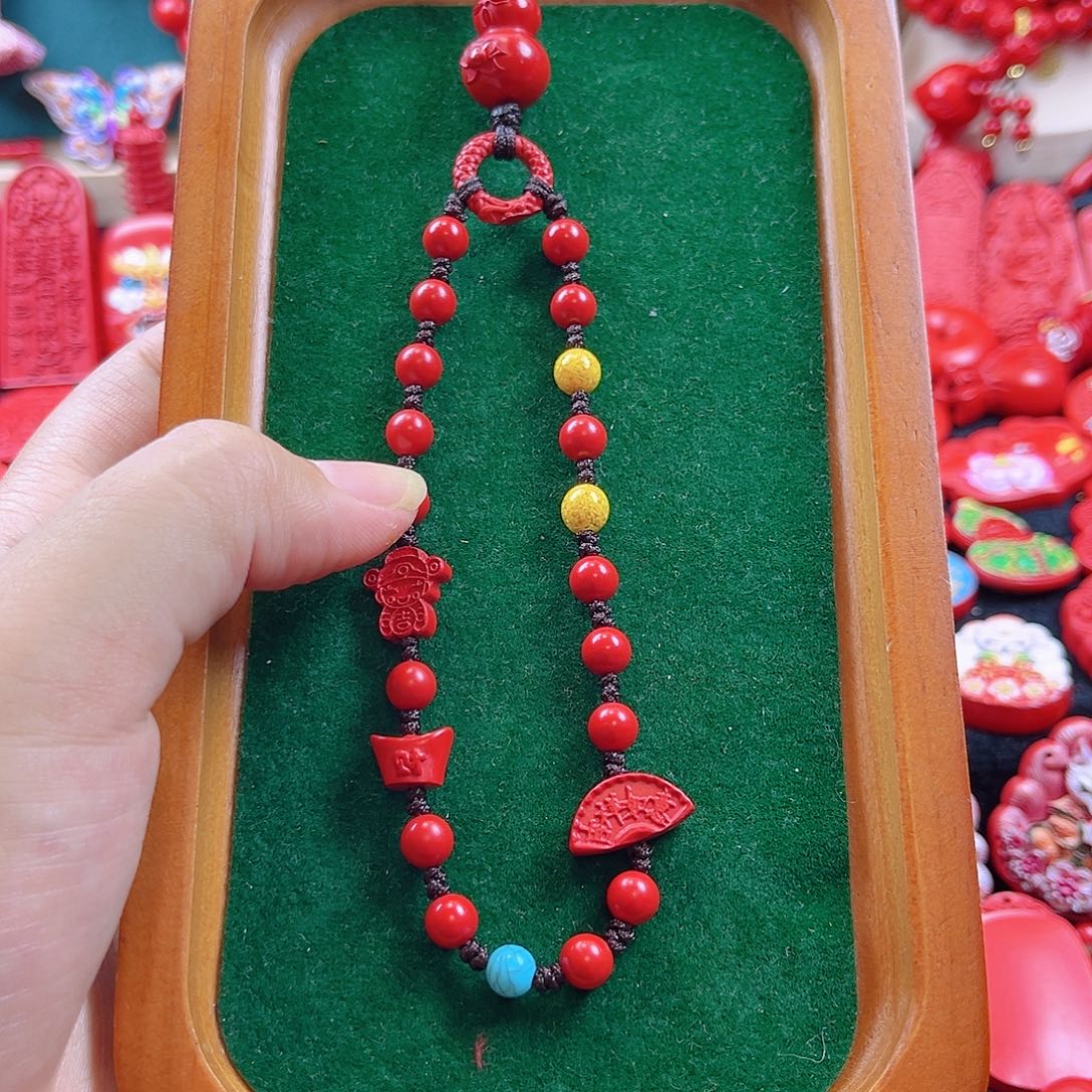 天然辰砂含辰砂工艺品葫芦手机链