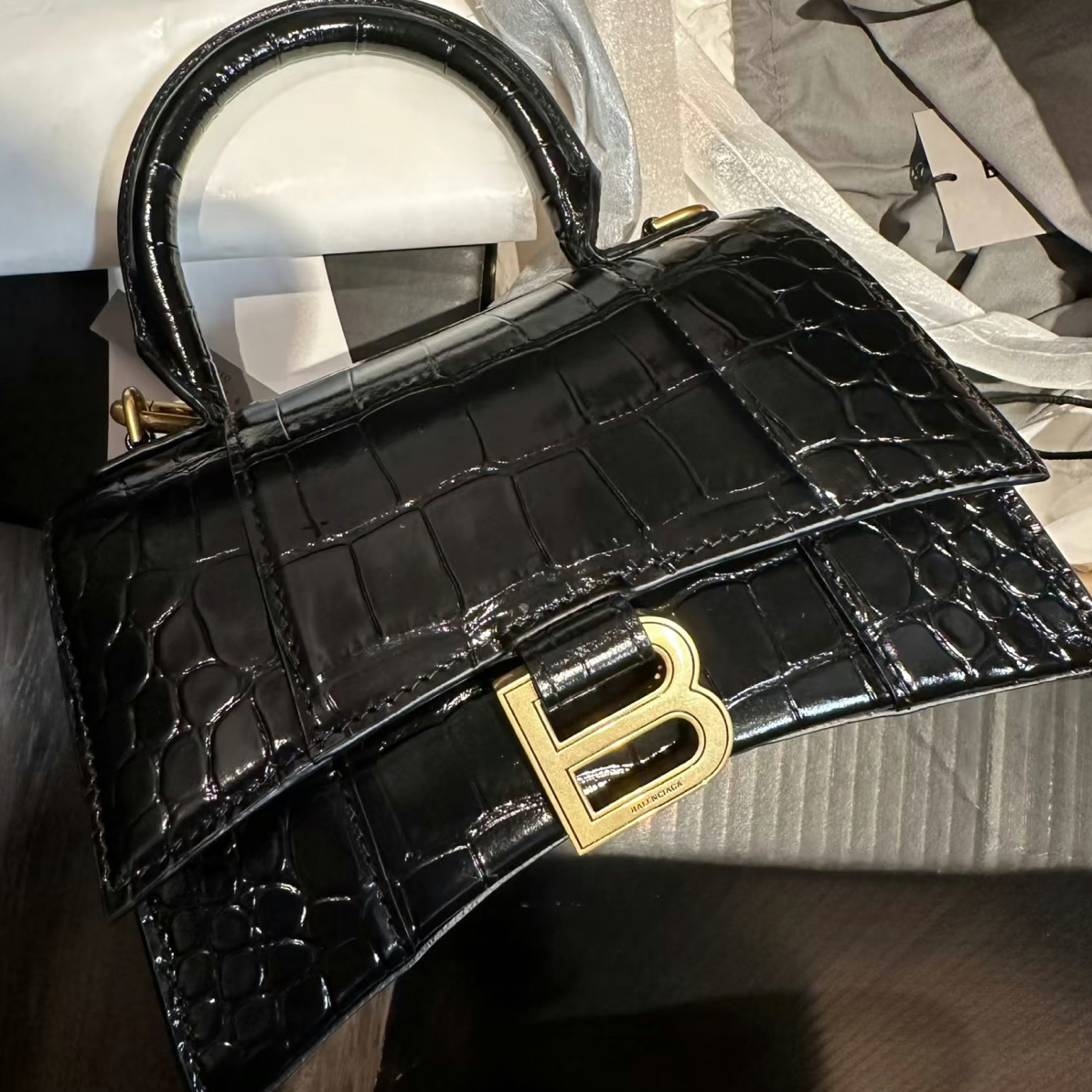 95新 Balenciaga/巴黎世家 坤球奢选巴黎世家xs黑金沙漏包休闲