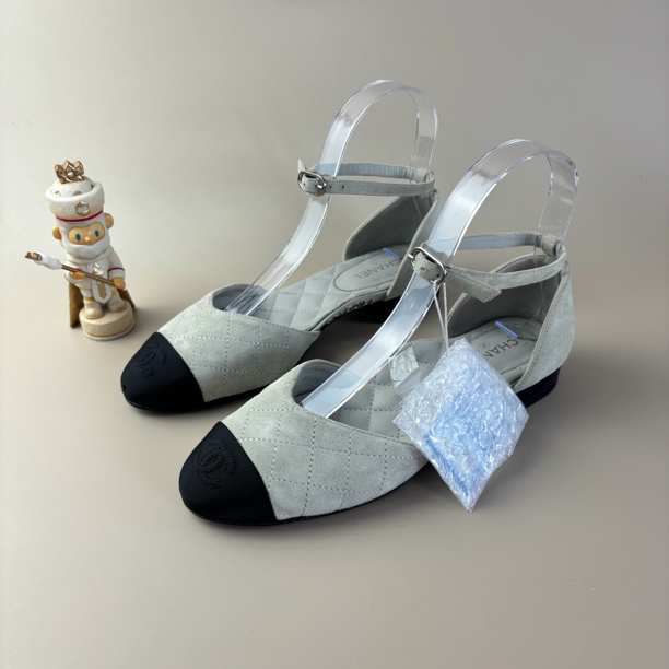 99新 Chanel/香奈儿 绑带格菱纹玛丽珍鞋 36码 YLP2791