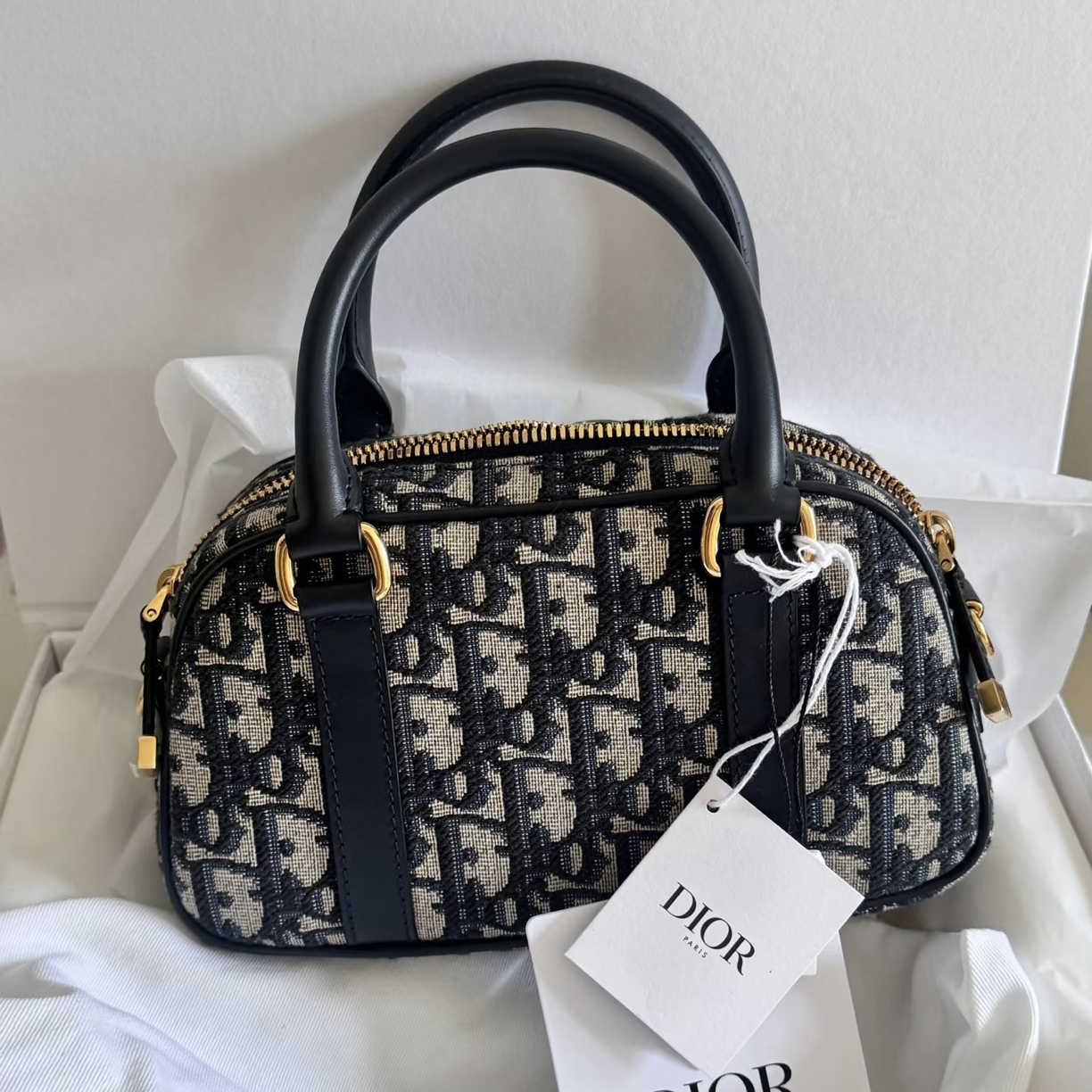 未使用 DIOR/迪奥 老花Oblique保龄球包mini