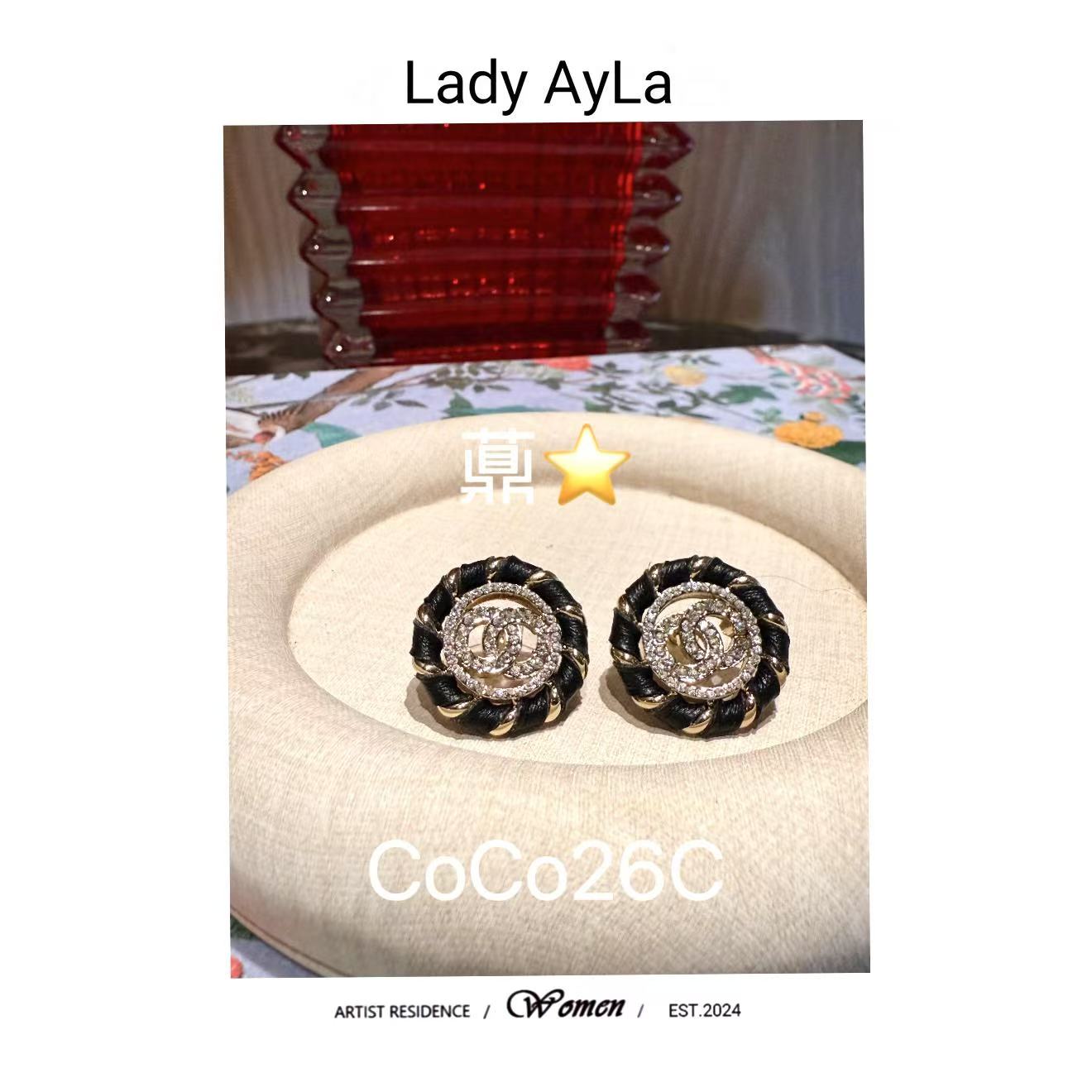 925银合成锆石耳饰 26S C 圆 黑 耳钉AL1055B