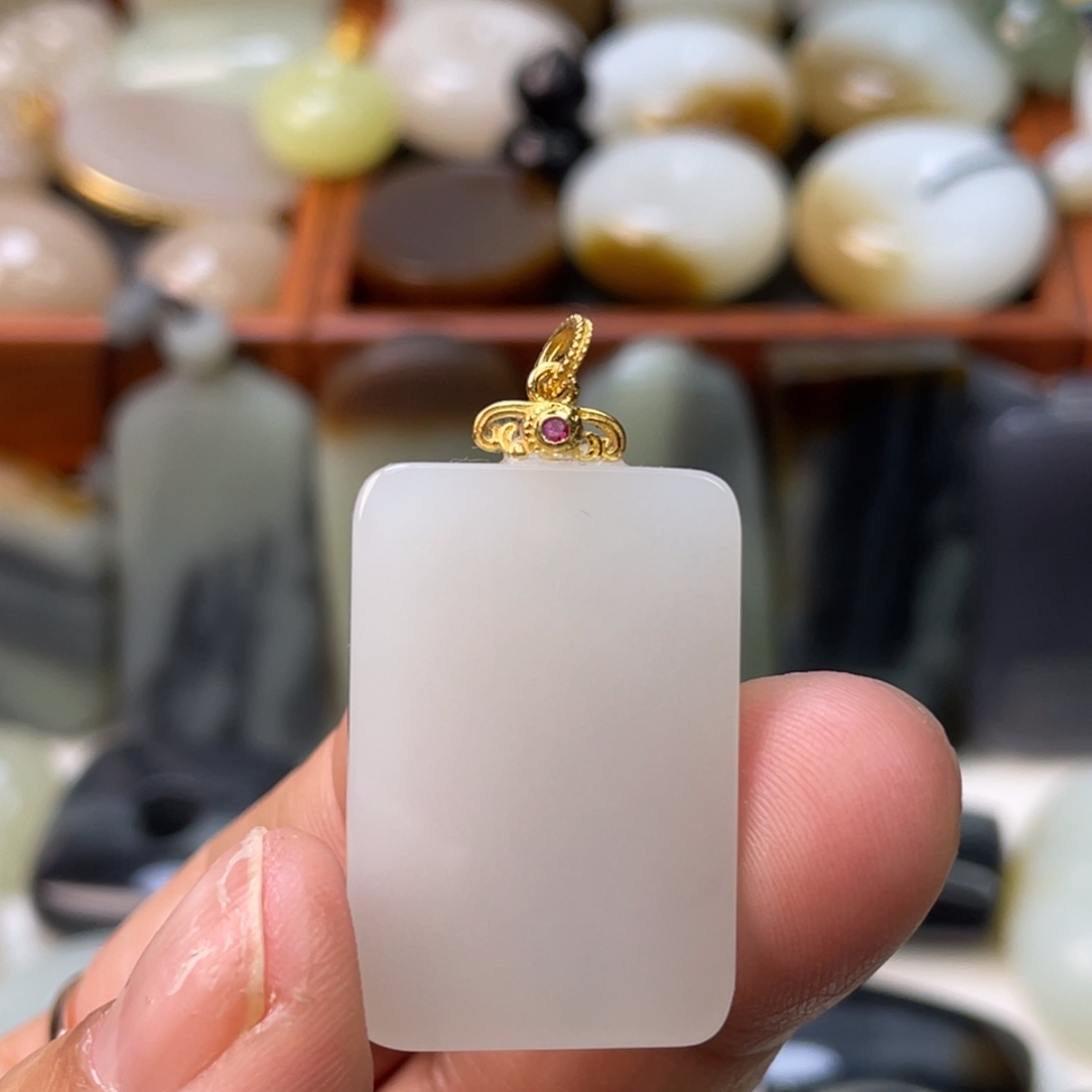 和田玉颈饰银S925镶嵌