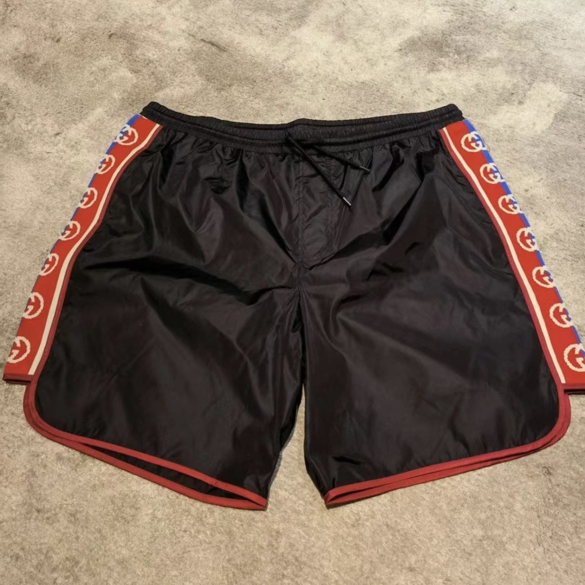 未使用 GUCCI/古驰 字母条纹印花休闲短裤 男女同款 黑色
