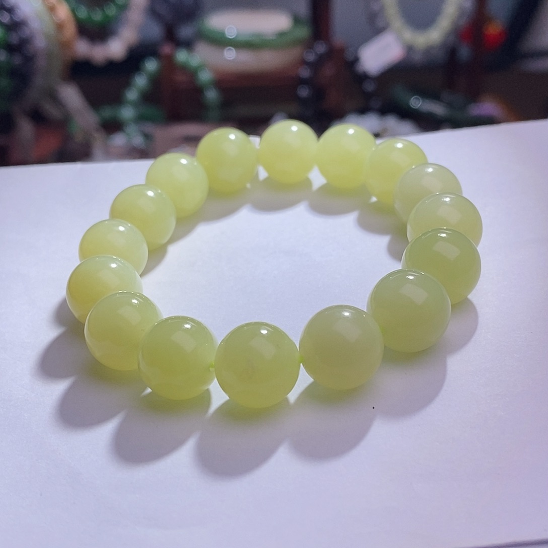 和田玉若羌黄口手串12MM未镶嵌