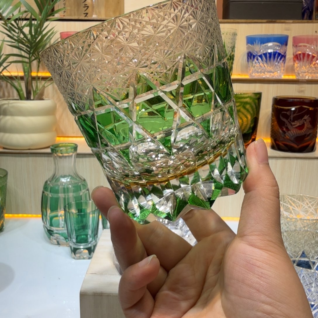 木***石手柄款水晶玻璃水晶杯