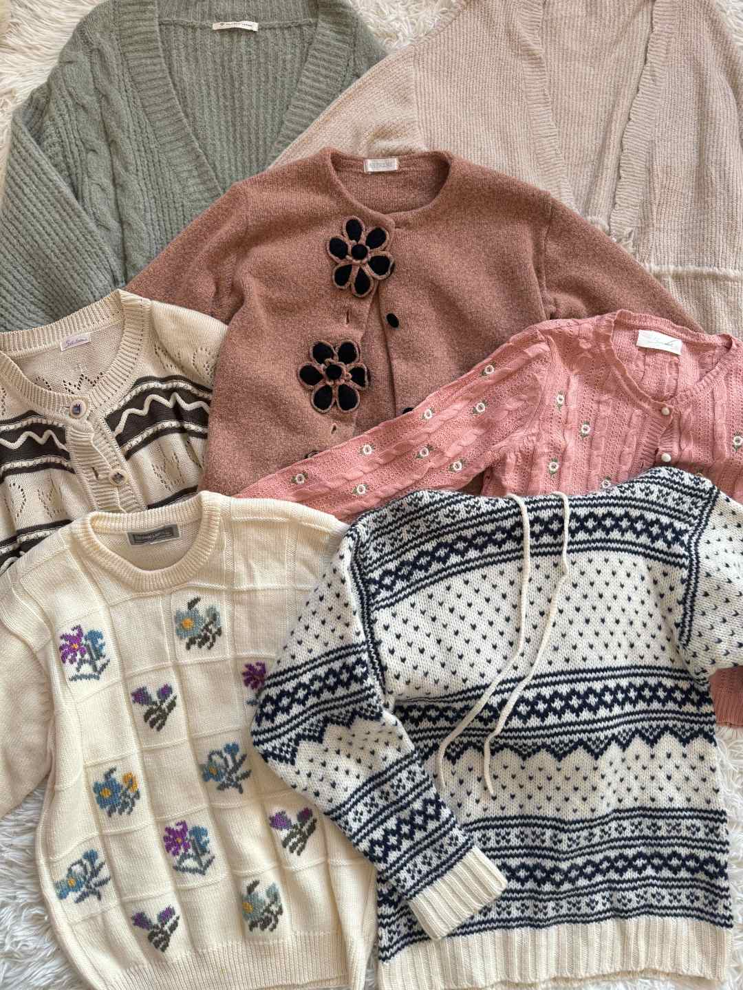 古着vintage复古日系时尚百搭森系开衫毛衣(NO退NO换）