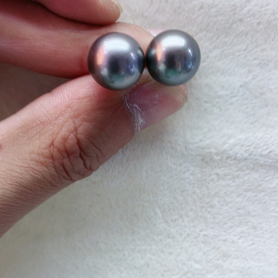 海水珍珠耳饰银S925镶嵌