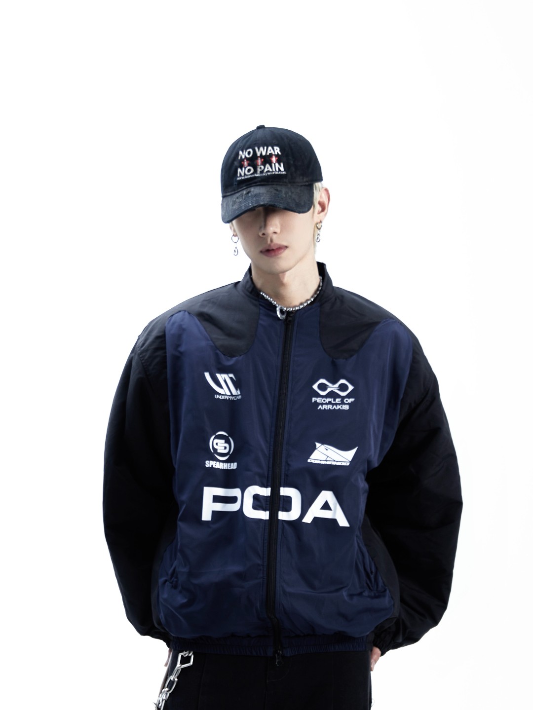  ASHDARK*25FW POA 赛车logo拼接垫肩秋冬教练短款夹克vibe棉服
