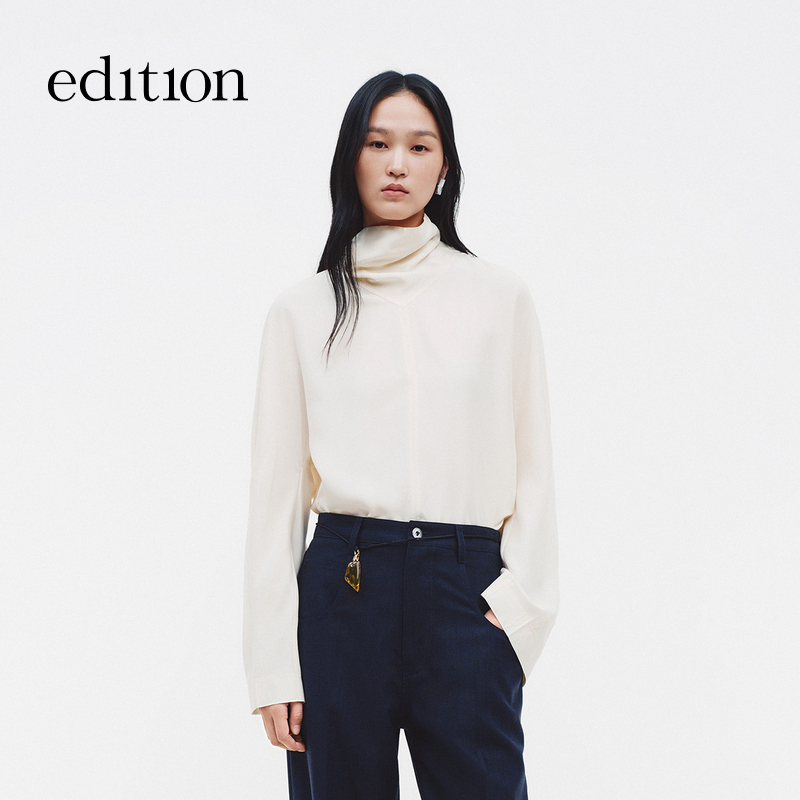 【商场同款】edition2026春季新款法式荡领桑蚕丝衬衫#EBF1SHT002