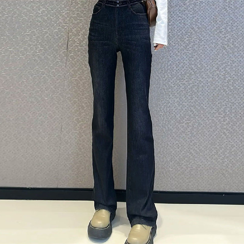 商场同款女装2025秋冬新款时尚高腰弹力微喇加绒牛仔裤子1100462