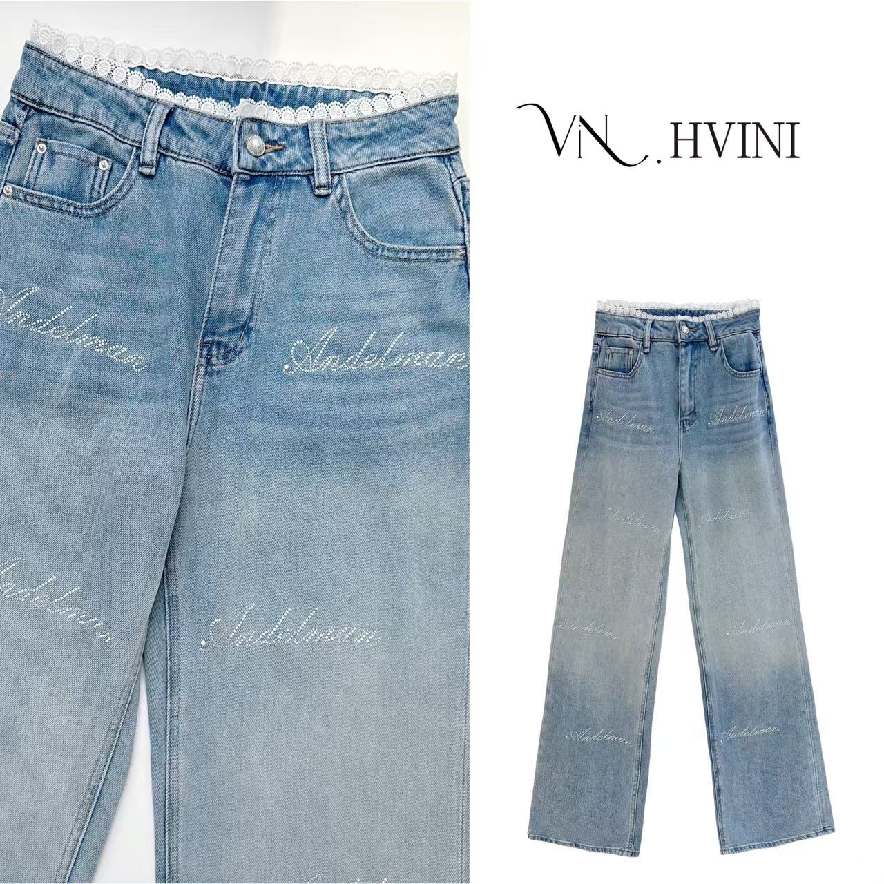 HUANG  VINI【黄微倪】新潮休闲百搭显瘦直筒牛仔裤L1009