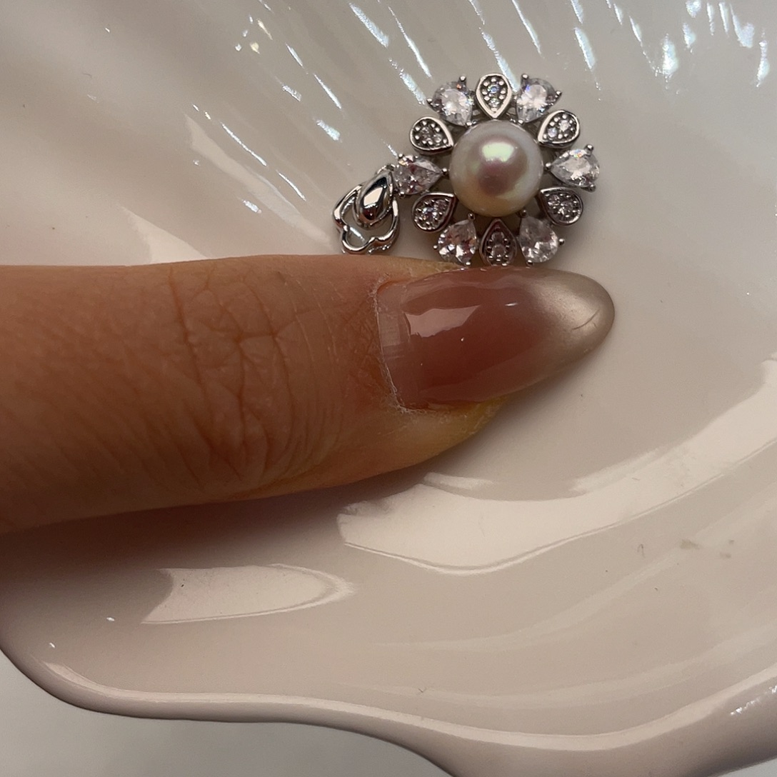 银S925镶嵌海水珍珠吊坠(不含链)