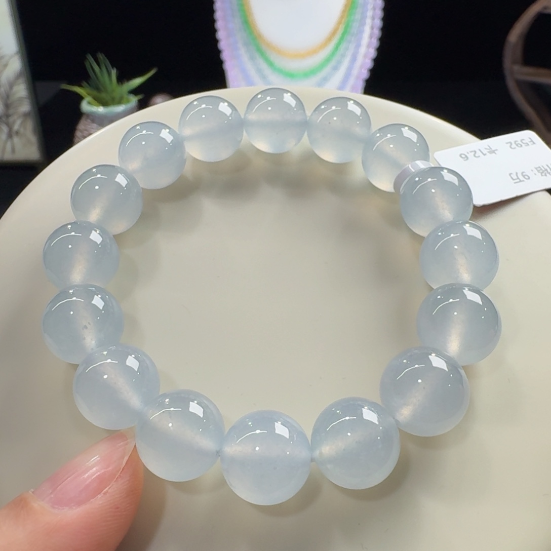 未镶嵌手链翡翠小高冰大白单圈12.6mm