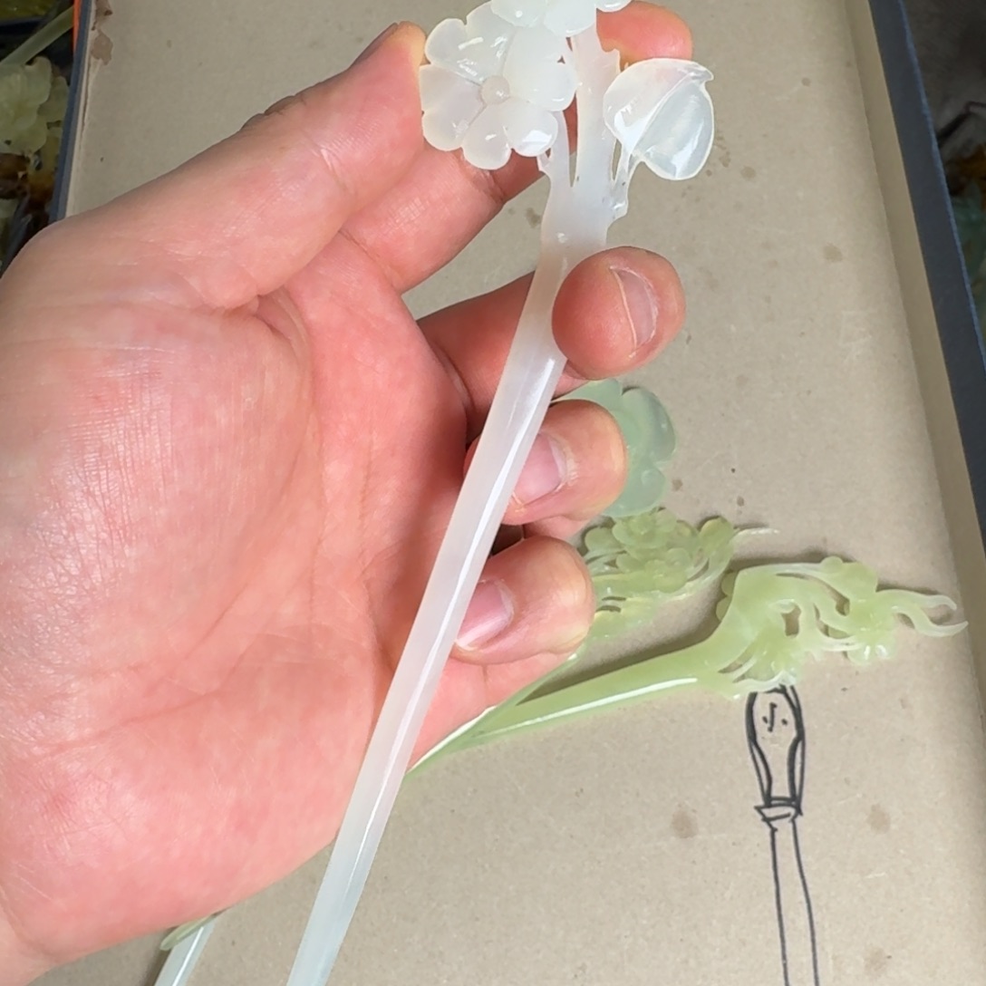 岫玉发饰未镶嵌明君玉簪行于清风