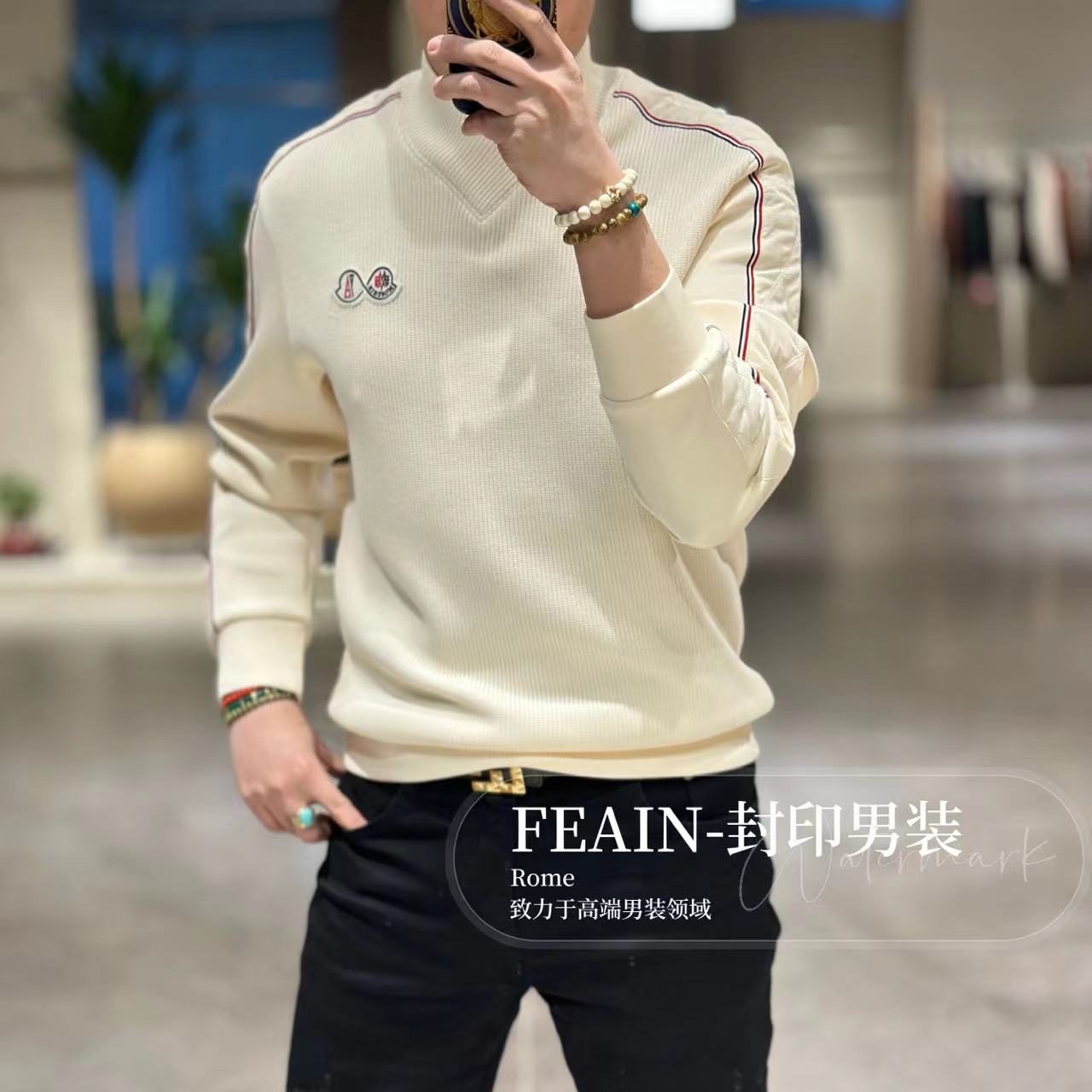 高端定制交叉领设计针织空气层加绒卫衣9052