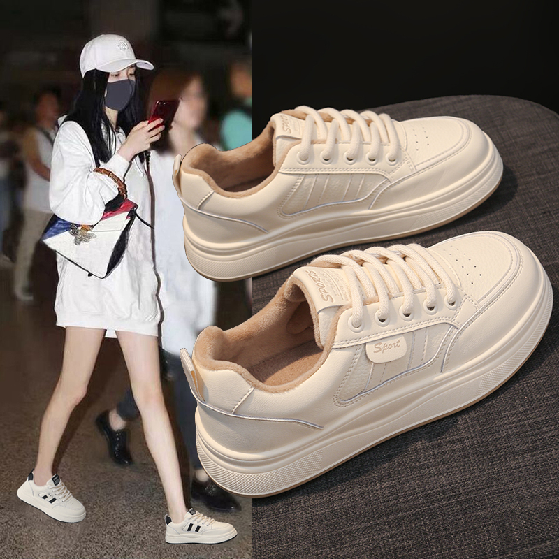 【有单有绒】鞋子女2025新款爆款百搭平底小白鞋女休闲运动板鞋女
