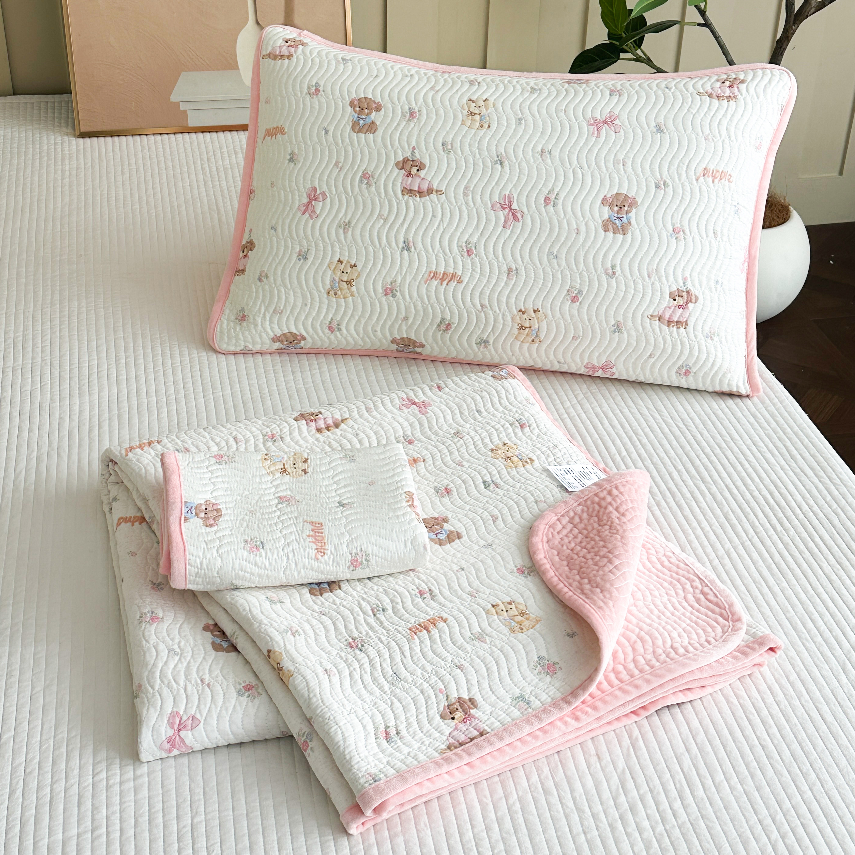 【秘境家纺】A面纯棉B面宝宝绒双面两用棉花床盖可机洗多功能盖毯