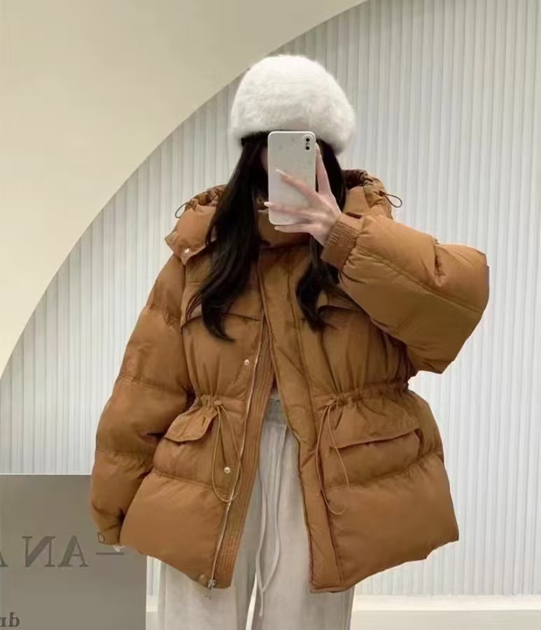 冬季韩版网红连帽气质短款东方诗意短款收腰白色简约鸭绒女外套